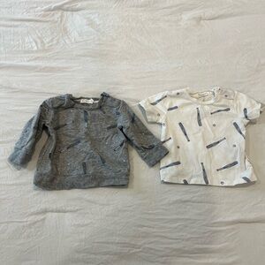 Miles the label 6 mo baseball grey sweatshirt and white tshirt